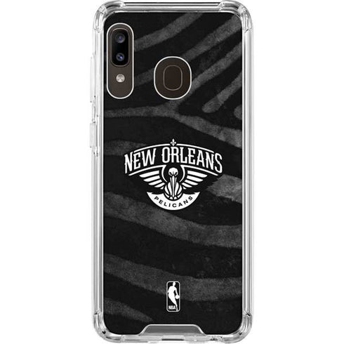 NBA New Orleans Pelicans Black Animal Print Galaxy A30 Clear Case