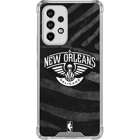 NBA New Orleans Pelicans Black Animal Print Galaxy A53 5G Clear Case