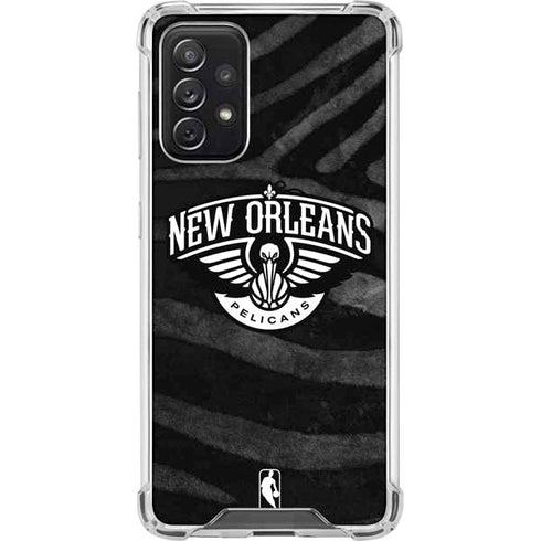 NBA New Orleans Pelicans Black Animal Print Galaxy A72 5G Clear Case