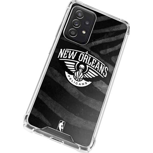 NBA New Orleans Pelicans Black Animal Print Galaxy A72 5G Clear Case