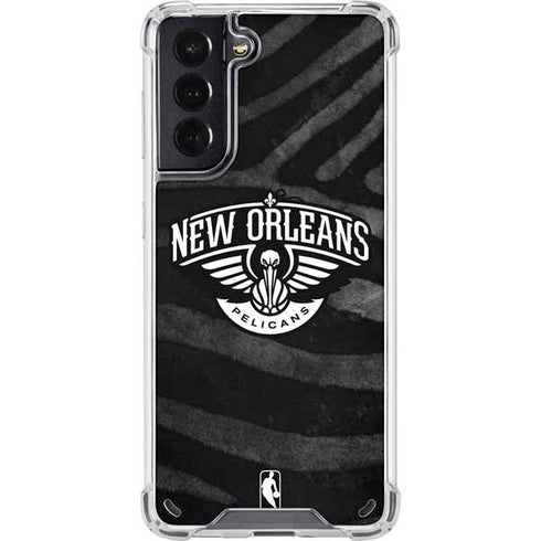 NBA New Orleans Pelicans Black Animal Print Galaxy S21 5G Clear Case