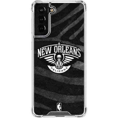 NBA New Orleans Pelicans Black Animal Print Galaxy S21 FE Clear Case