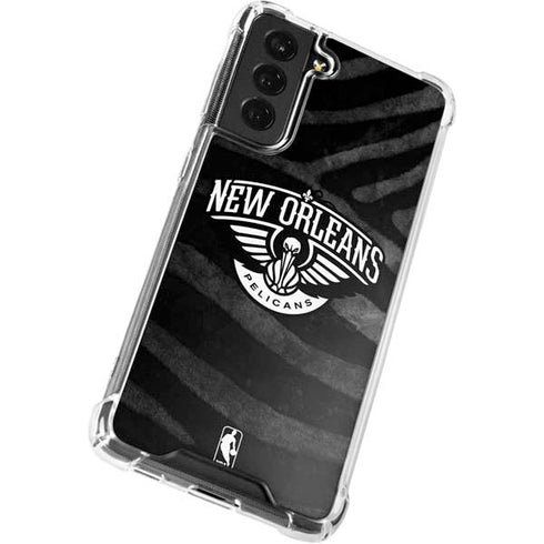 NBA New Orleans Pelicans Black Animal Print Galaxy S21 FE Clear Case