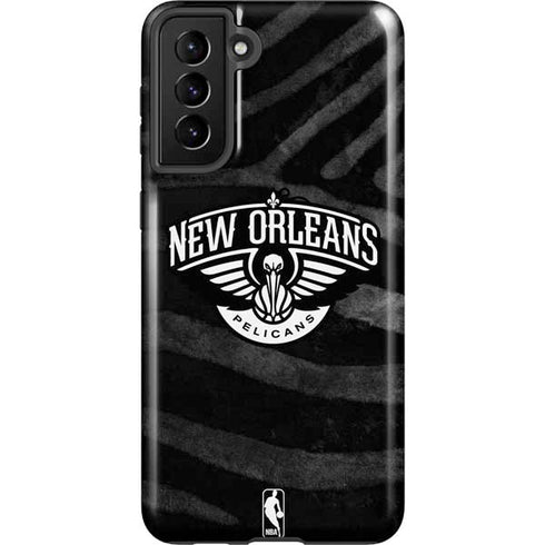 NBA New Orleans Pelicans Black Animal Print Galaxy S21 Plus 5G Pro Case