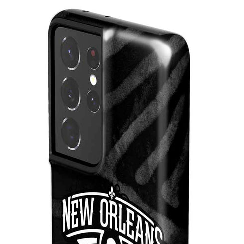 NBA New Orleans Pelicans Black Animal Print Galaxy S21 Ultra 5G Pro Case