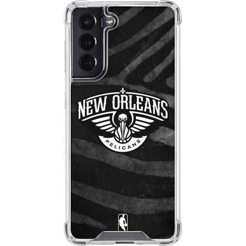 NBA New Orleans Pelicans Black Animal Print Galaxy S22 Clear Case