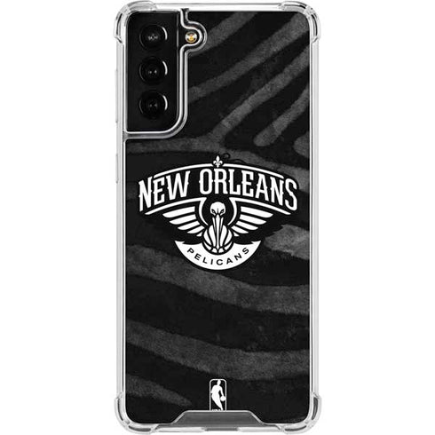 NBA New Orleans Pelicans Black Animal Print Galaxy S22 Plus Clear Case