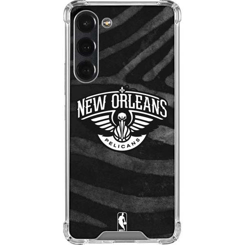 NBA New Orleans Pelicans Black Animal Print Galaxy S23 Plus Clear Case
