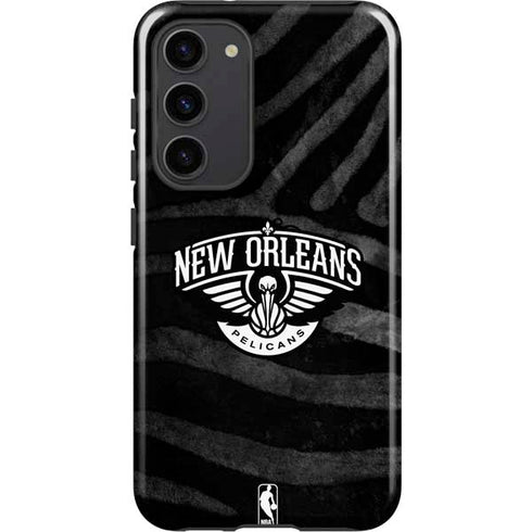 NBA New Orleans Pelicans Black Animal Print Galaxy S23 Plus Pro Case