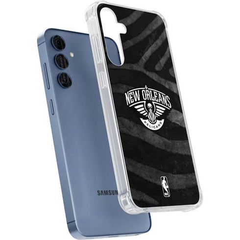 NBA New Orleans Pelicans Black Animal Print Galaxy S24 Clear Case