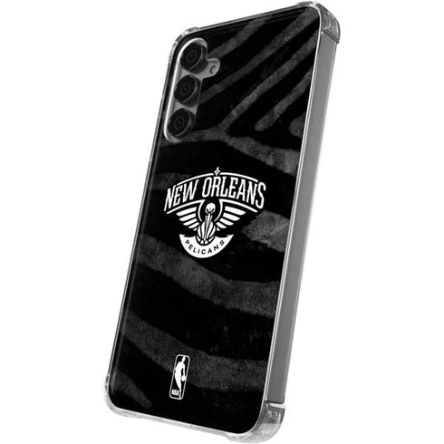 NBA New Orleans Pelicans Black Animal Print Galaxy S24 Plus Clear Case