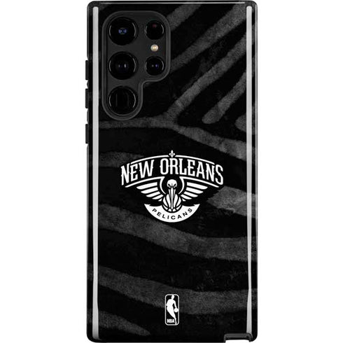 NBA New Orleans Pelicans Black Animal Print Galaxy S24 Ultra Impact Case