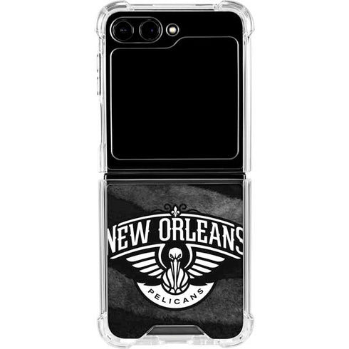 NBA New Orleans Pelicans Black Animal Print Galaxy Z Flip5 5G Clear Case