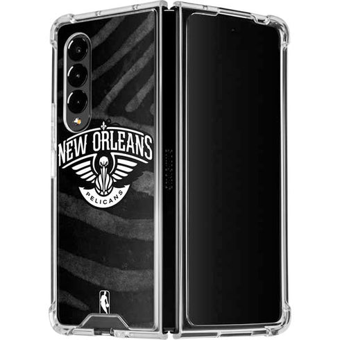 NBA New Orleans Pelicans Black Animal Print Galaxy Z Fold4 5G Clear Case