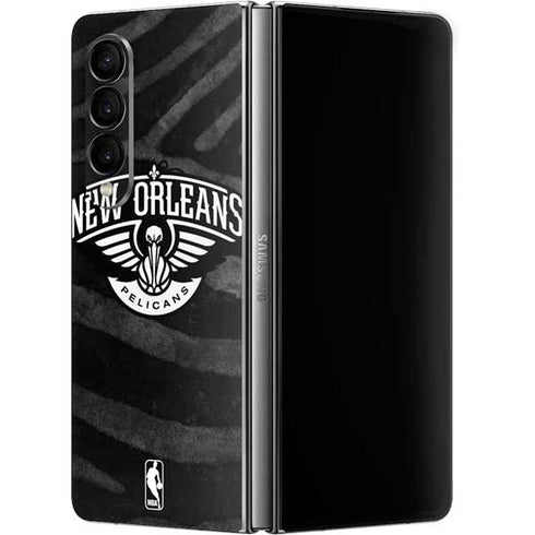 NBA New Orleans Pelicans Black Animal Print Galaxy Z Fold4 5G Skin