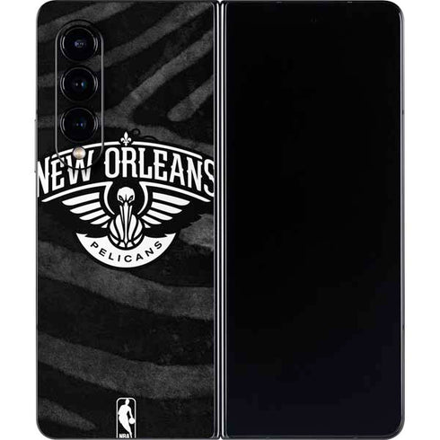 NBA New Orleans Pelicans Black Animal Print Galaxy Z Fold4 5G Skin