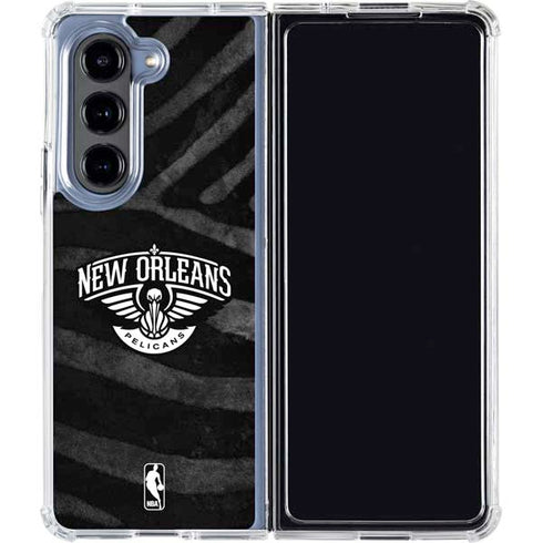 NBA New Orleans Pelicans Black Animal Print Galaxy Z Fold5 5G Clear Case