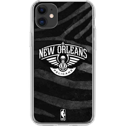 NBA New Orleans Pelicans Black Animal Print iPhone 11 Clear Case