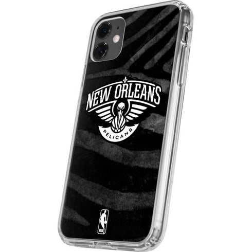 NBA New Orleans Pelicans Black Animal Print iPhone 11 Clear Case