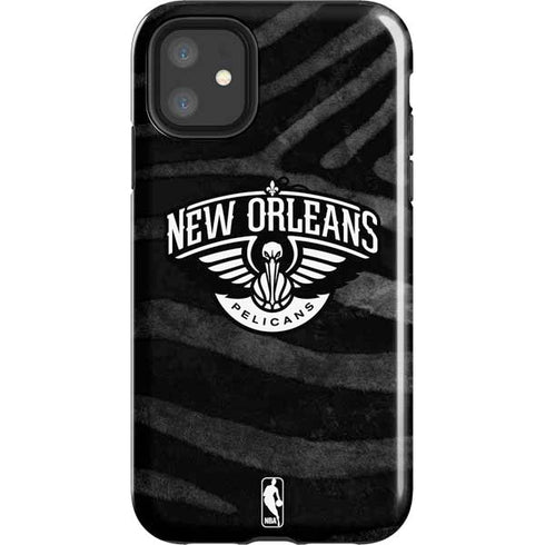NBA New Orleans Pelicans Black Animal Print iPhone 11 Impact Case