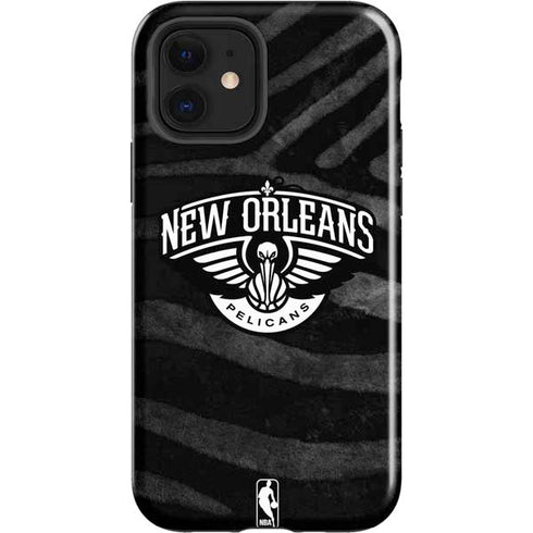 NBA New Orleans Pelicans Black Animal Print iPhone 12 Impact Case