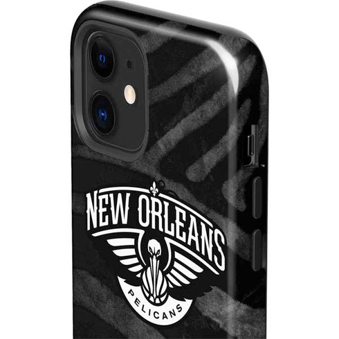 NBA New Orleans Pelicans Black Animal Print iPhone 12 Impact Case