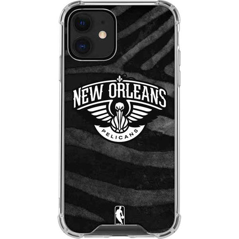 NBA New Orleans Pelicans Black Animal Print iPhone 12 Mini Clear Case