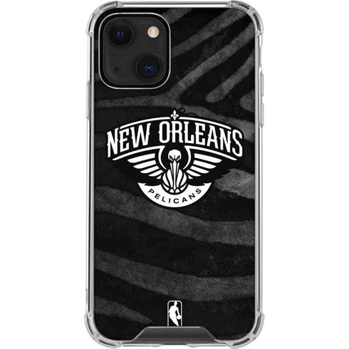 NBA New Orleans Pelicans Black Animal Print iPhone 13 Mini Clear Case