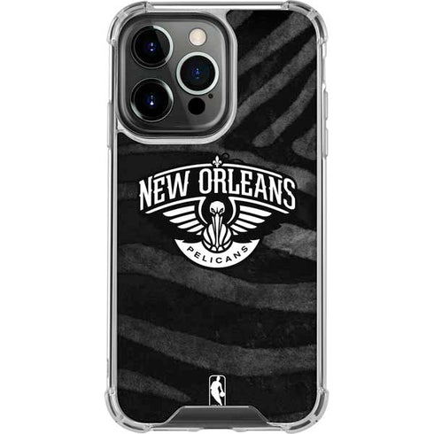 NBA New Orleans Pelicans Black Animal Print iPhone 13 Pro Clear Case