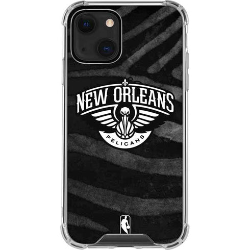 NBA New Orleans Pelicans Black Animal Print iPhone 14 Clear Case