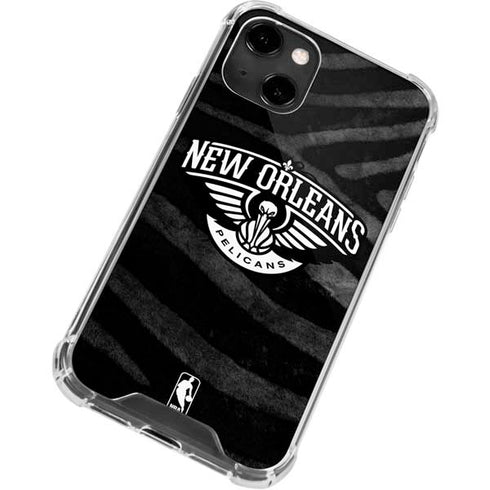 NBA New Orleans Pelicans Black Animal Print iPhone 14 Clear Case