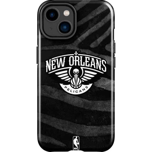 NBA New Orleans Pelicans Black Animal Print iPhone 15 Plus Impact Case