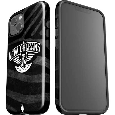 NBA New Orleans Pelicans Black Animal Print iPhone 15 Impact Case