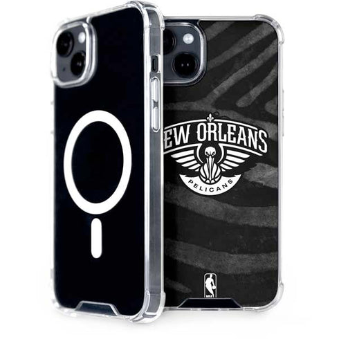 NBA New Orleans Pelicans Black Animal Print iPhone 15 Plus MagSafe Case