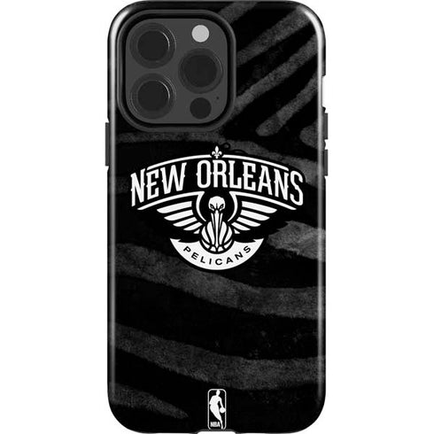 NBA New Orleans Pelicans Black Animal Print iPhone 14 Pro Impact Case