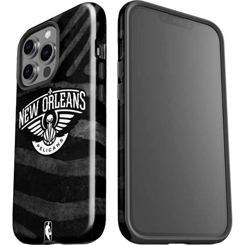 NBA New Orleans Pelicans Black Animal Print iPhone 15 Pro Impact Case