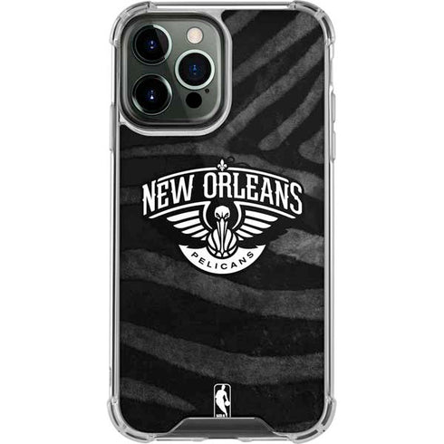 NBA New Orleans Pelicans Black Animal Print iPhone 14 Pro Max Clear Case