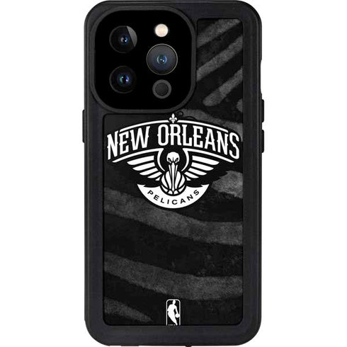 NBA New Orleans Pelicans Black Animal Print iPhone 14 Pro Waterproof Case