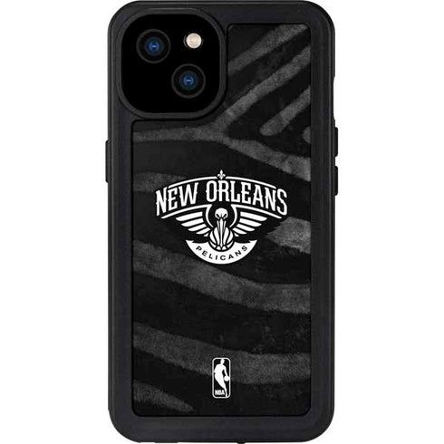 NBA New Orleans Pelicans Black Animal Print iPhone 15 Plus Waterproof Case