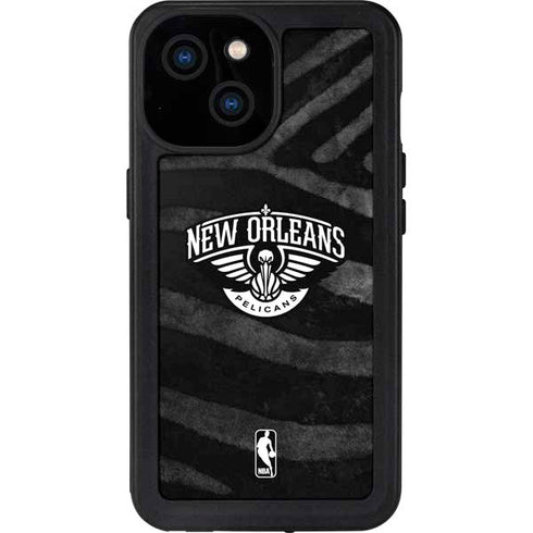 NBA New Orleans Pelicans Black Animal Print iPhone 15 Waterproof Case