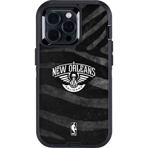 NBA New Orleans Pelicans Black Animal Print Otterbox Defender iPhone Skin