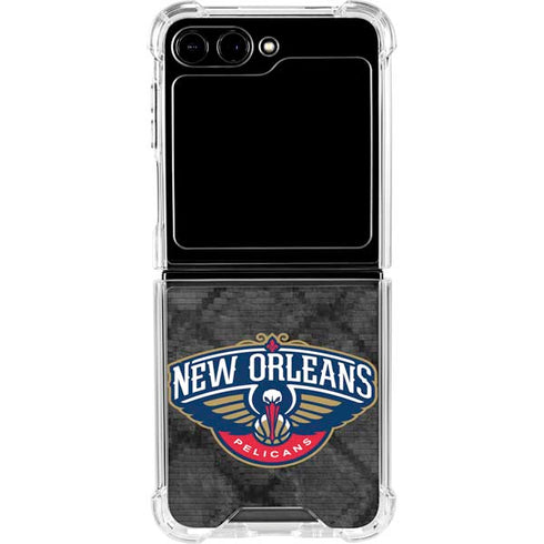 NBA New Orleans Pelicans Dark Rust Galaxy Z Flip5 5G Clear Case