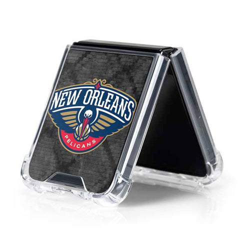 NBA New Orleans Pelicans Dark Rust Galaxy Z Flip5 5G Clear Case