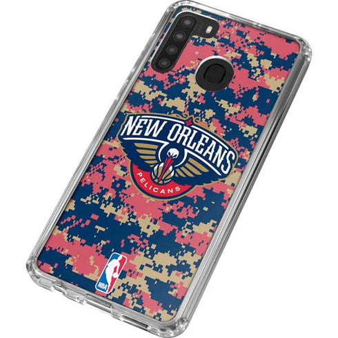NBA New Orleans Pelicans Digi Camo Galaxy A21 Clear Case