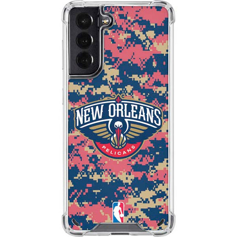 NBA New Orleans Pelicans Digi Camo Galaxy S21 5G Clear Case