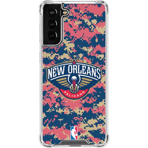 NBA New Orleans Pelicans Digi Camo Galaxy S21 FE Clear Case