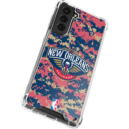 NBA New Orleans Pelicans Digi Camo Galaxy S21 Plus 5G Clear Case