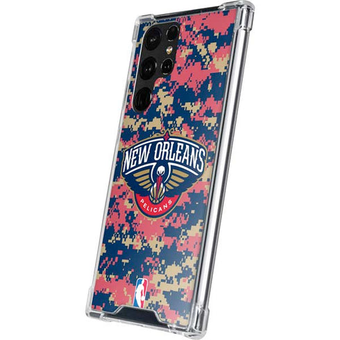 NBA New Orleans Pelicans Digi Camo Galaxy S22 Ultra Clear Case