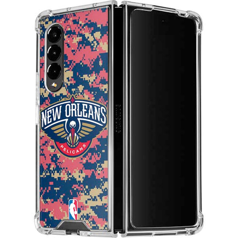 NBA New Orleans Pelicans Digi Camo Galaxy Z Fold4 5G Clear Case