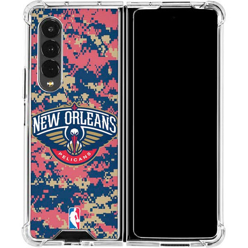NBA New Orleans Pelicans Digi Camo Galaxy Z Fold4 5G Clear Case
